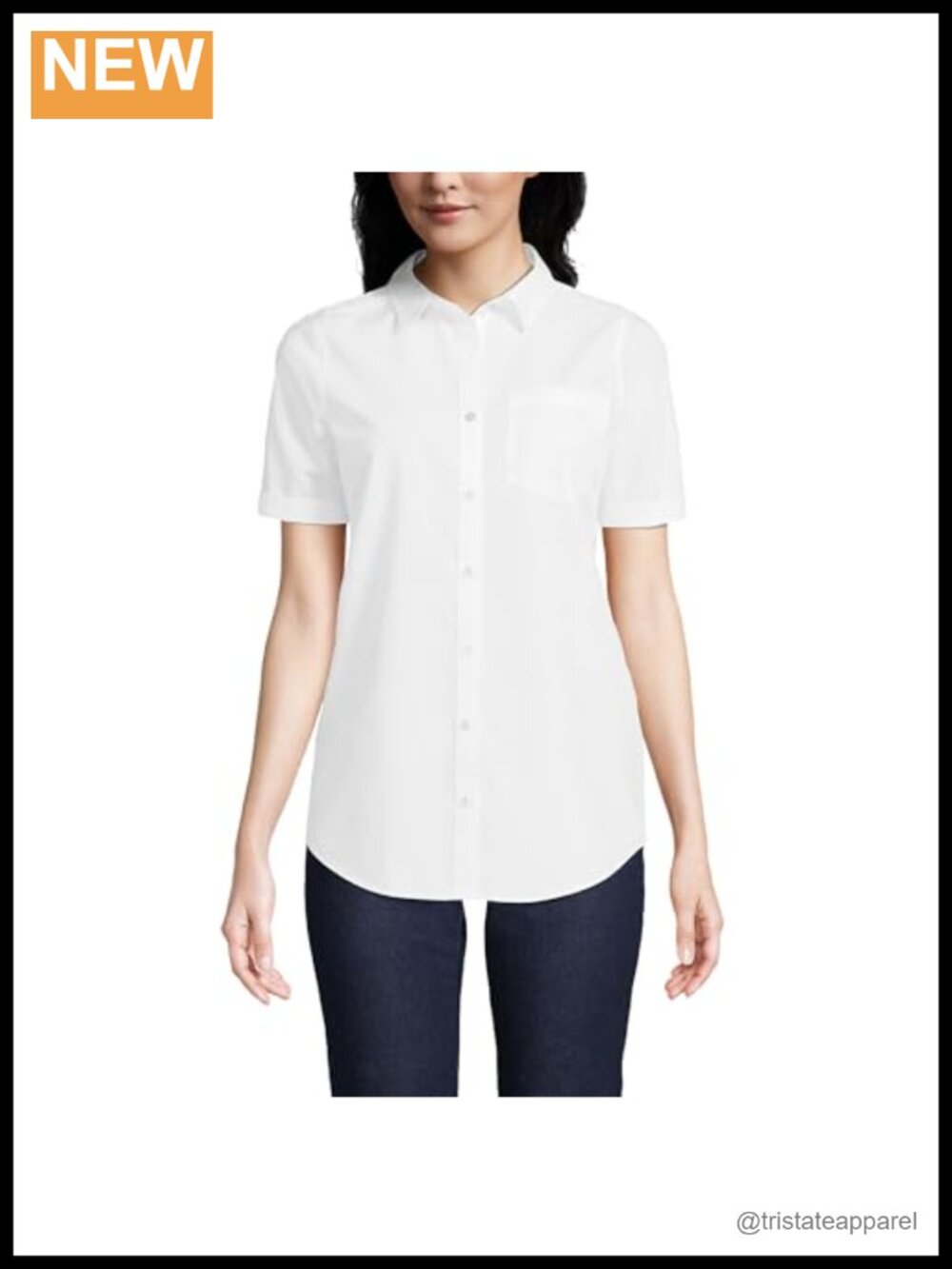 Women's No Iron Button Down Shirt Short Sleeve Classic Fit Cotton